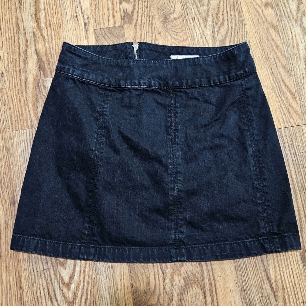 Free People Black Denim Mini Skirt, Size 10 (US)‎ W10